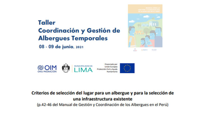 Taller Coordinación y Gestión de Albergues Temporales
